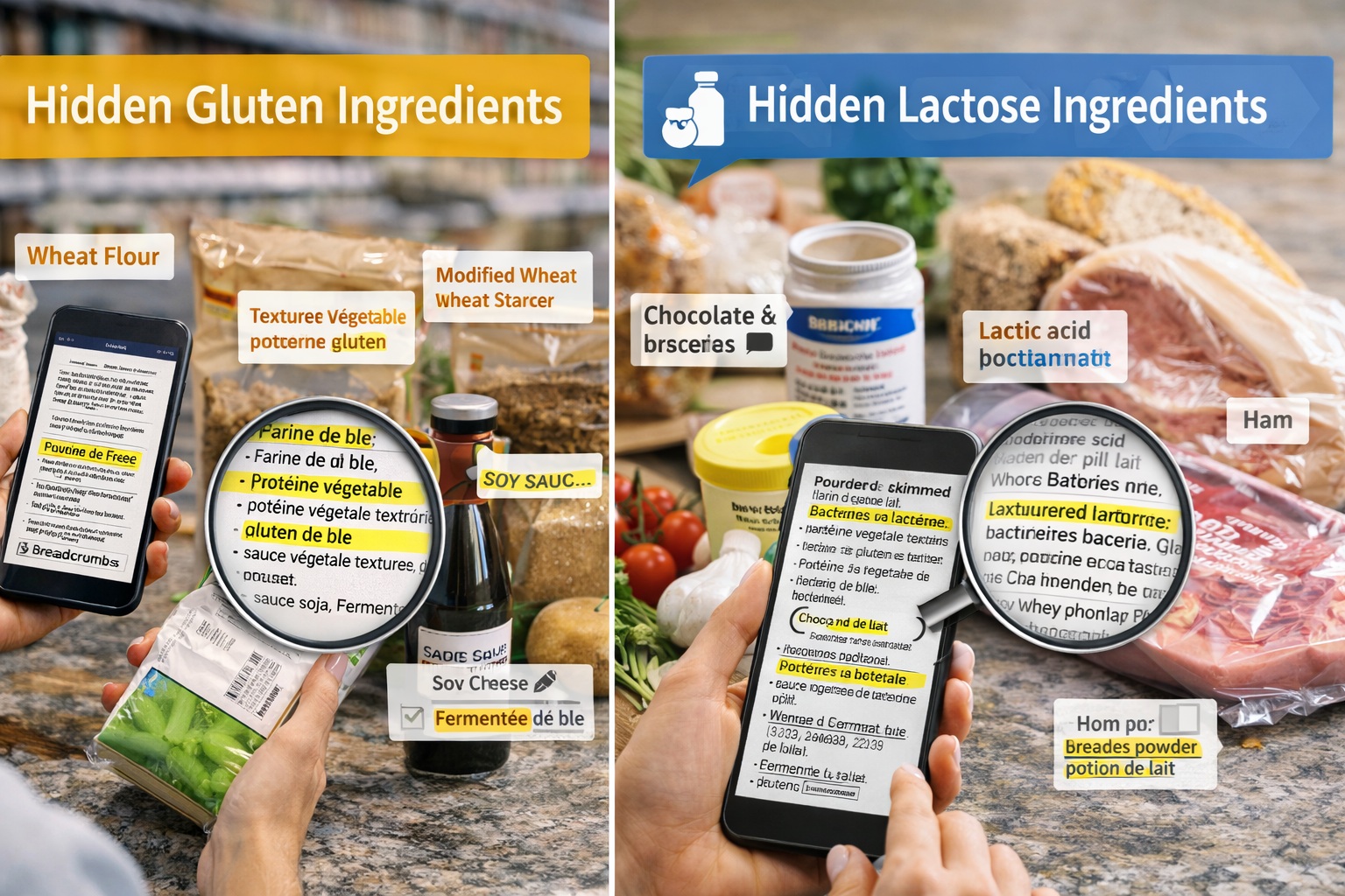 Liste complète des ingrédients à surveiller quand on est intolérant au lactose ou au gluten