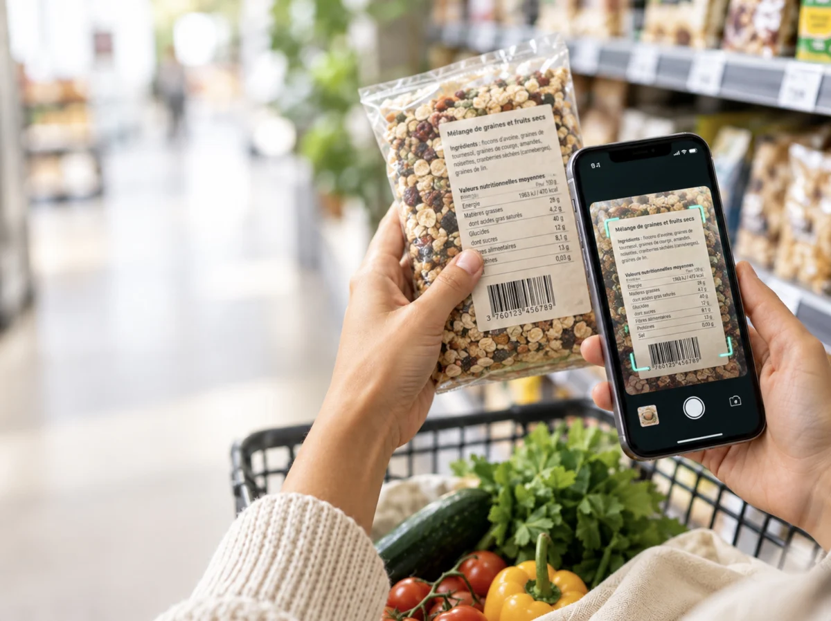 Lire l'étiquette d'un produit avec Intoleris, au supermarché